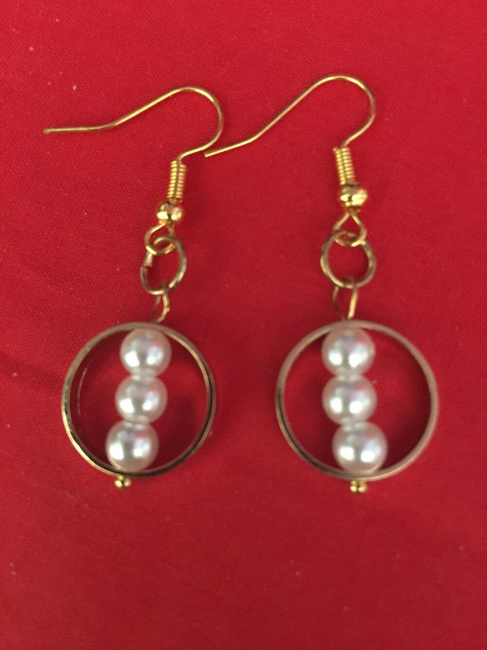 Gold Pearl Hoop Dangle Earrings – Hypoallergenic Hooks